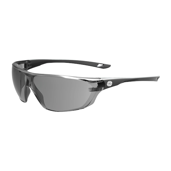 Ge Safety Glasses, Anti-Fog & Anti-Scratch, Smoke Lens, Gray Frame GE203SAF - main